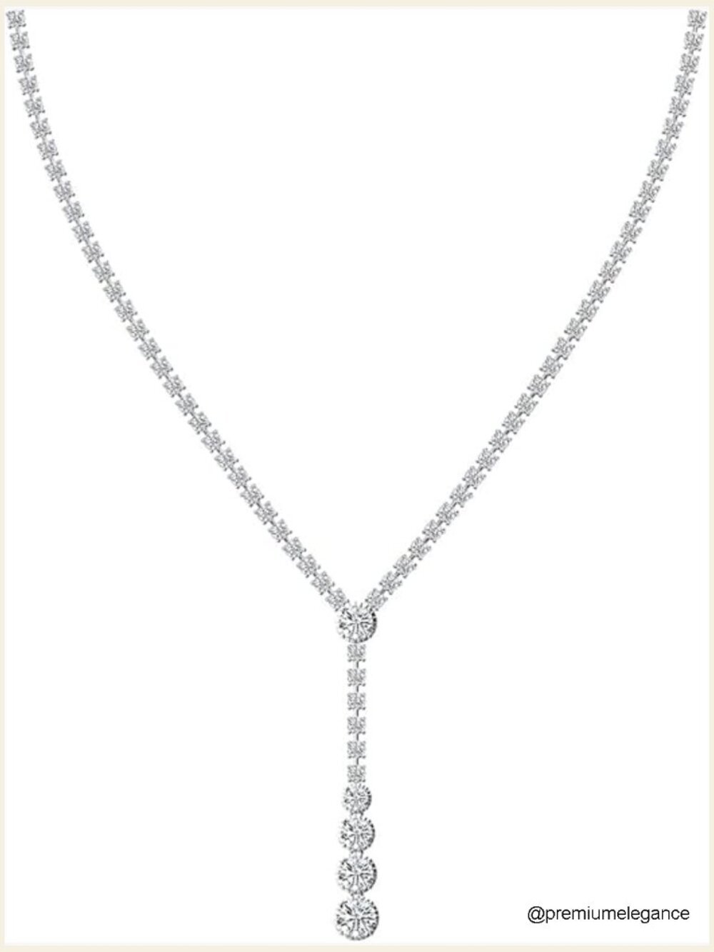 18K White Gold Plated Moissanite Tennis Necklace Y-Shaped Lariat